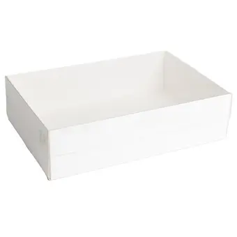 boite-rectangle-transparent-grande Boîte à offrir 40x30 cm en carton rigide blanc avec couvercle transparent