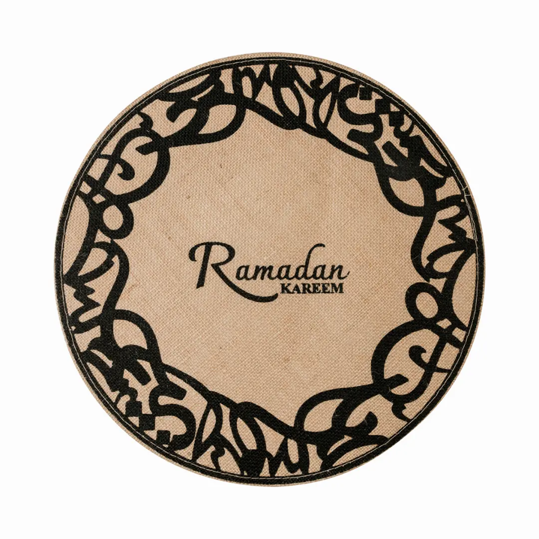 set table ramadan calligraphie noir Set de table Ramadan Kareem blanc avec motif calligraphie moderne oriental, diamètre 38 cm, décoration de table Ramadan